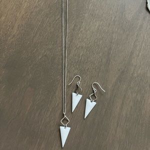 White Necklace with Matching Earrings